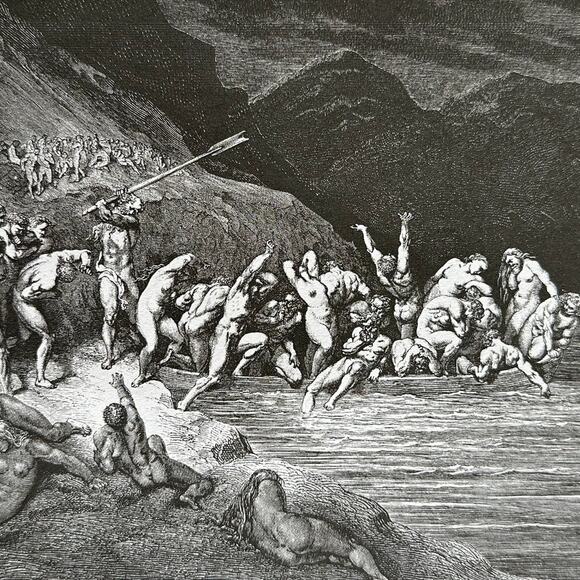 Dore, Charon, Embarkation of Souls, Divine Comedy, Art Print, ~ 250803-WH 705 - Picture 3 of 4